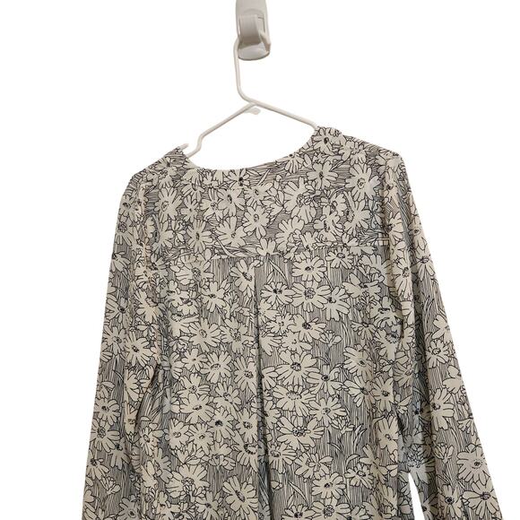 Banana Republic White Floral Long Sleeve Button Front Blouse Casual Top Medium - Picture 5 of 8